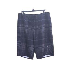 O'Neill Board Shorts Swim Trunks Black Plaid Sz 33